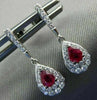 ESTATE .73CT DIAMOND & RUBY 14K WHITE GOLD 3D CLASSIC TEAR DROP HANGING EARRINGS