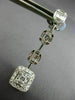 ESTATE 1.85CT DIAMOND 18KT WHITE GOLD JOURNEY HALO SQUARE STUD HANGING EARRINGS