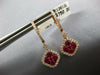 1.74CT DIAMOND & AAA RUBY 18K ROSE GOLD FLOWER SQUARE LEVERBACK HANGING EARRINGS