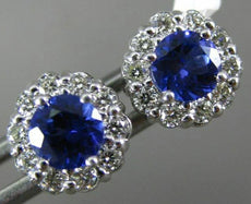 ESTATE 1.25CT DIAMOND & AAA TANZANITE 14KT YELLOW GOLD OVAL FLOWER STUD EARRINGS
