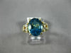 ANTIQUE 2.35CT ROUND DIAMOND & AAA OVAL BLUE TOPAZ 14KT YELLOW GOLD RING #16494