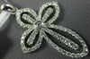 ESTATE LARGE 1.15CT DIAMOND 18KT WHITE GOLD 3D FLOWER CROSS FLOATING PENDADNT