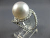 EXTRA LARGE 1.08CT DIAMOND & AAA SOUTH SEA PEARL 14KT WHITE GOLD LOVE KNOT RING