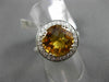 ANTIQUE LARGE 4.55CT DIAMOND & EXTRA FACET CITRINE 14KT WHITE GOLD FILIGREE RING