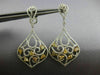 ESTATE 3.60CT WHITE & FANCY YELLOW DIAMOND 18K 2 TONE GOLD 3D TEAR DROP EARRINGS