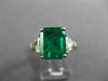ESTATE LARGE 4.16CT DIAMOND & EMERALD 18K YELLOW GOLD & PLATINUM ENGAGEMENT RING