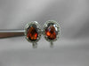 ESTATE 2.11CT DIAMOND & GARNET 14KT WHITE GOLD OVAL HALO FILIGREE HEART EARRINGS