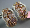 WIDE 4.90CT WHITE & MULTI COLOR DIAMOND 18KT WHITE & ROSE GOLD CLIP ON EARRINGS