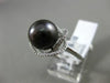 ESTATE LARGE .19CT DIAMOND 14K WHITE GOLD 3D TAHITIAN PEARL FLOWER SOLITARE RING