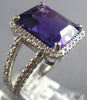 LARGE 6.22CT DIAMOND & AAA AMETHYST 14K WHITE GOLD EMERALD CUT & ROUND HALO RING