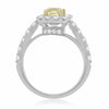 ESTATE 2.95CT WHITE & FANCY YELLOW DIAMOND 18K 2TONE GOLD SQUARE ENGAGEMENT RING