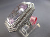 ESTATE MASSIVE 33.3CT DIAMOND & AAA KUNZITE 18K WHITE GOLD EMERALD CUT HALO RING