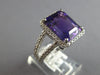 LARGE 6.22CT DIAMOND & AAA AMETHYST 14K WHITE GOLD EMERALD CUT & ROUND HALO RING