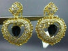 LARGE 2.45CT DIAMOND & AAA SAPPHIRE 14KT YELLOW GOLD HEART HALO HANGING EARRINGS