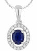 ESTATE .60CT DIAMOND & AAA SAPPHIRE 14K WHITE GOLD OVAL & ROUND FLOATING PENDANT