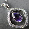 1.25CT DIAMOND & AAA AMETHYST 14K WHITE GOLD PEAR SHAPE & ROUND FLOATING PENDANT