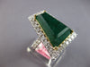 EXTRA LARGE 9.59CT DIAMOND & AAA EMERALD 18K 2 TONE GOLD 3D HALO ENGAGEMENT RING