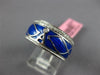 WIDE .30CT DIAMOND & BLUE ENAMEL 18K WHITE GOLD A INITIAL MULTI LEAF ETOILE RING