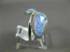 ESTATE .27CT DIAMOND & AAA OPAL 14KT WHITE GOLD 3D HALO CIRSS CROSS DOUBLE RING