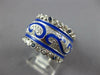 WIDE 1.62CT DIAMOND & AAA SAPPHIRE & BLUE ENAMEL 18K WHITE GOLD 3D ETERNITY RING