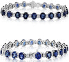 ESTATE 19.1CT DIAMOND & AAA SAPPHIRE PLATINUM OVAL CLASSIC LOVE TENNIS BRACELET