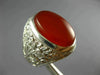 ESTATE EXTRA LARGE 925 STERLING SILVER AAA RED AGATE FILIGREE MENS RING #26550