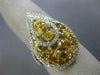 ESTATE LARGE 2.23CT WHITE & FANCY YELLOW DIAMOND 18KT WHITE GOLD PEAR SHAPE RING