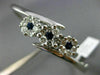 ESTATE WIDE 2.60CT DIAMOND & SAPPHIRE 14KT WHITE GOLD 3 FLOWER BANGLE BRACELET