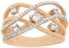 WIDE .50CT DIAMOND 14KT ROSE GOLD MULTI ROW CRISS CROSS ETOILE ANNIVERSARY RING