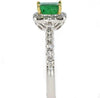 .98CT DIAMOND & AAA EMERALD 18KT 2 TONE GOLD SQUARE & ROUND HALO ENGAGEMENT RING