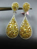 LARGE GIA 11.52CT WHITE & FANCY YELLOW DIAMOND 18K GOLD CLUSTER HANGING EARRINGS