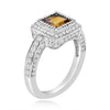 1.98CT DIAMOND & AAA CITRINE 18KT WHITE GOLD PRINCESS & ROUND OCTAGON LOVE RING