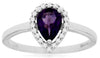 .77CT DIAMOND & AAA AMETHYST 14KT WHITE GOLD PEAR SHAPE & ROUND HALO LOVE RING