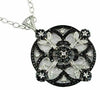 ESTATE LARGE 2.50CT WHITE & BLACK DIAMOND 14K WHITE GOLD FLOWER FLOATING PENDANT