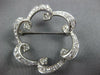 ANTIQUE LARGE 2.10CT DIAMOND PLATINUM 3D CLASSIC OPEN FLOWER PIN PENDANT