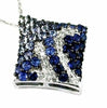 ESTATE .95CT DIAMOND & AAA SAPPHIRE 14KT WHITE GOLD 3D SQUARE CLUSTER PENDANT