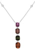 2.07CT DIAMOND & AAA MULTI COLOR SAPPHIRE 18KT WHITE GOLD CUSHION LOVE NECKLACE