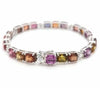 29.49CT DIAMOND & AAA MULTI COLOR SAPPHIRE 18KT WHITE GOLD CUFF TENNIS BRACELET