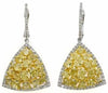 EXTRA LARGE 5.55CT WHITE & FANCY YELLOW DIAMOND 18K 2 TONE GOLD HANGING EARRINGS