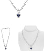 8.52CT DIAMOND & AAA SAPPHIRE 18KT WHITE GOLD HEART SHAPE & ROUND LOVE NECKLACE