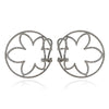 LARGE 1.77CT DIAMOND 18KT WHITE GOLD 3D FLOWER CIRCULAR SIDEWAY HANGING EARRINGS