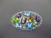 LARGE 5.03CT DIAMOND & AAA MULTI GEM 14K WHITE GOLD MULTI SHAPE CLUSTER FUN RING
