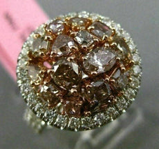 ESTATE LARGE 2.91CT MULTI COLOR DIAMOND 18KT 2 TONE GOLD MULTI SHAPE ROUND RING
