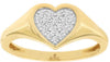 ESTATE .14CT DIAMOND 14KT YELLOW GOLD 3D ROUND CLASSIC HEART SHAPE LOVE RING