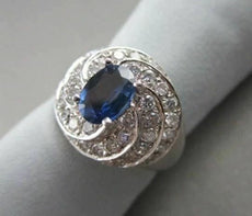 ANTIQUE WIDE DIAMOND & AAA SAPPHIRE 2.70CT 14KT WHITE GOLD COCKTAIL RING