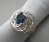 ANTIQUE WIDE DIAMOND & AAA SAPPHIRE 2.70CT 14KT WHITE GOLD COCKTAIL RING