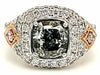 LARGE 4.91CT WHITE GREEN & PINK DIAMOND 18K WHITE & ROSE GOLD 3D ENGAGEMENT RING