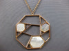 LARGE .25CT DIAMOND & AAA MOTHER OF PEARL 14KT ROSE GOLD 3D OCTAGON FUN NECKLACE