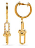.16CT DIAMOND 14K YELLOW GOLD DOUBLE HORSESHOE LOVE KNOT HUGGIE HANGING EARRINGS