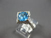 1.88CT DIAMOND & AAA BLUE TOPAZ 14K 2 TONE GOLD CUSHION & ROUND GEOMETRICAL RING